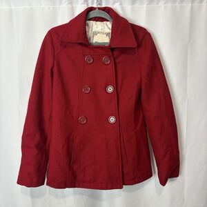 Forever Audrey Womens L Double Breasted Jacket Peacoat Wool Red Gilmore Girls